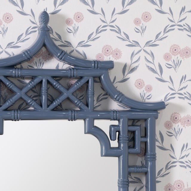 Shing Pagoda Wall Mirror, Glossy Denim For Sale - Image 6 of 6