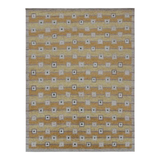 Rug & Kilim’s Scandinavian Style Custom Rug in Gold, Beige-Brown Geometric Patterns - 14x20 For Sale