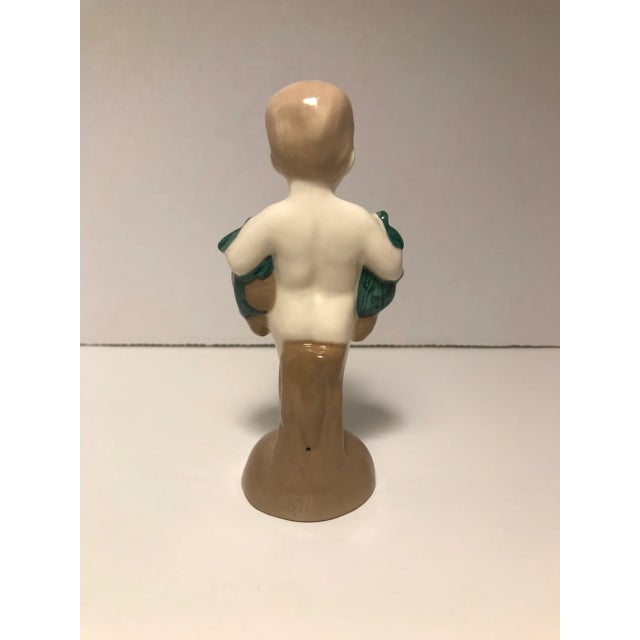 Children's Late 19th Century German Majolica Figurine of a Boy Holding Cones For Sale - Image 3 of 7