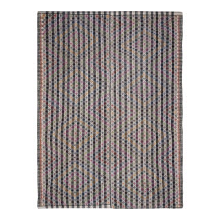 Turkish Adana Kilim Rug - Vintage Flatweave With Colorful Striped Pattern 6'9'' X 9'9'' For Sale