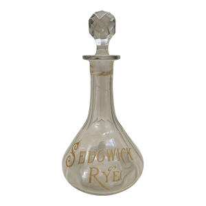 Antique 1890s “Sedgwick Rye” Whiskey Decanter – Hand-Painted Bar Back