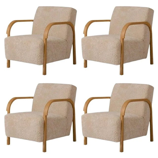 Sheepskin Arch Lounge Chairs by Mazo Design, Set of 4 For Sale - Image 6 of 6