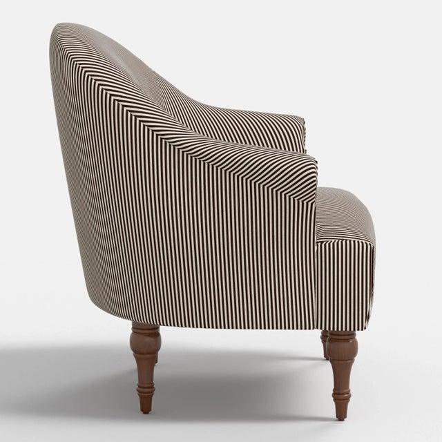 Transitional Josephine Chocolate Stripe Armchair For Sale - Image 3 of 7