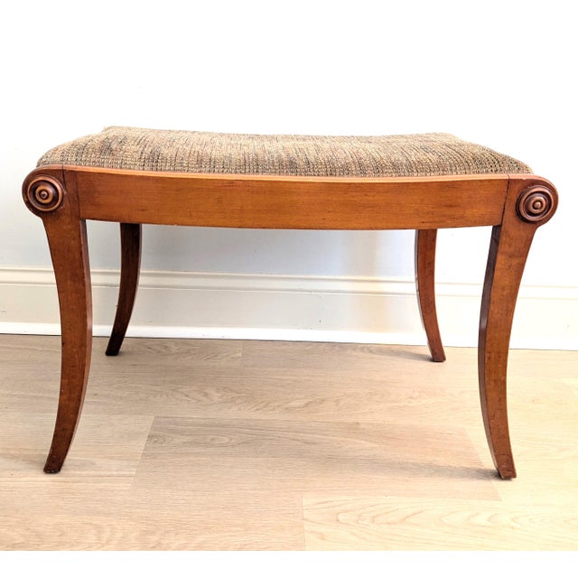 Mid-Century Modern Vintage Mid Century Saber Legged Bench Ottoman Cherry Styled After Gibbings For Sale - Image 3 of 12