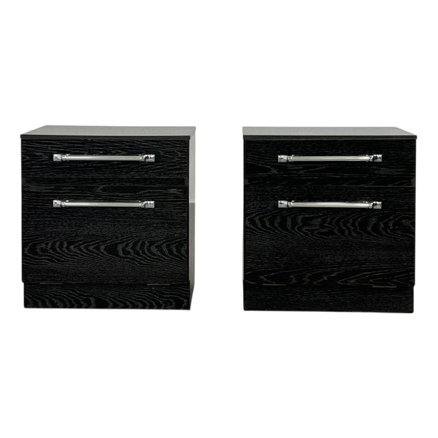 Vintage Black and Chrome Bedside Tables, Set of 2 For Sale