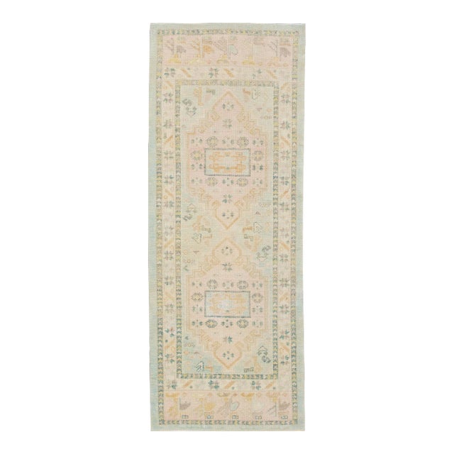 Modern Turkish Oushak Rug 2'11" x 7'3" For Sale