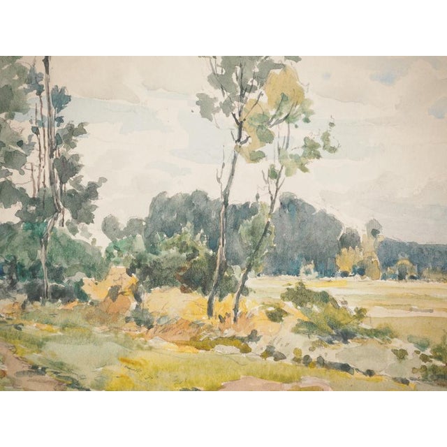 René Leverd, Fields at Rest, Watercolor For Sale - Image 4 of 7