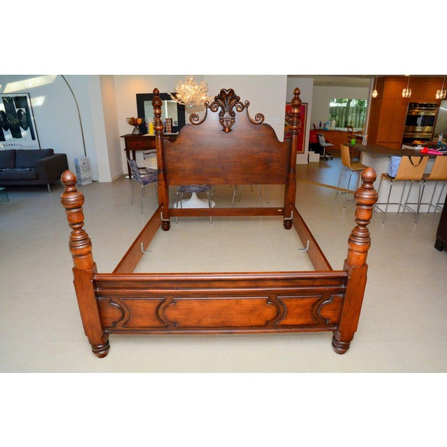 Ralph Lauren Four Poster Carved Wood Queen Size Bed Frame Chairish