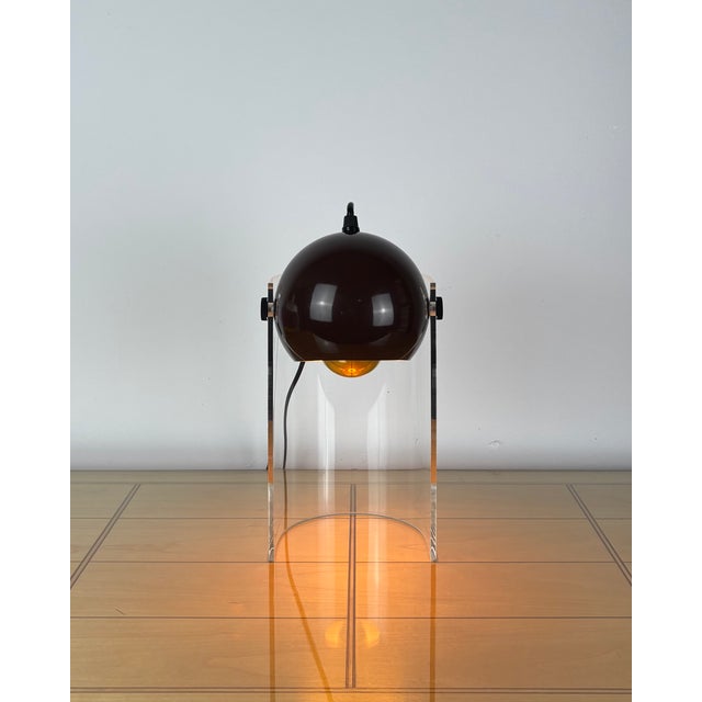 Space Age Brown Eyeball Spot Light with Acrylic Stand, 1970s For Sale - Image 4 of 18
