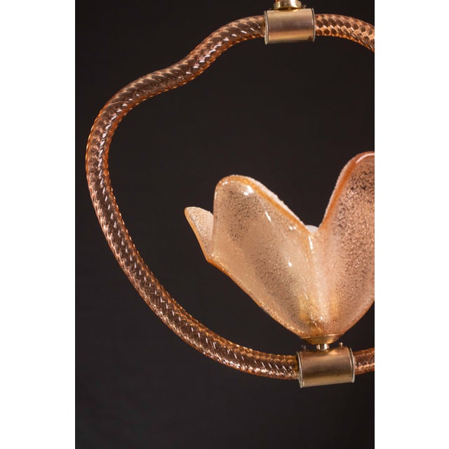 Pink Murano Glass Pendant by Barovier E Toso, 1940s For Sale - Image 9 of 12
