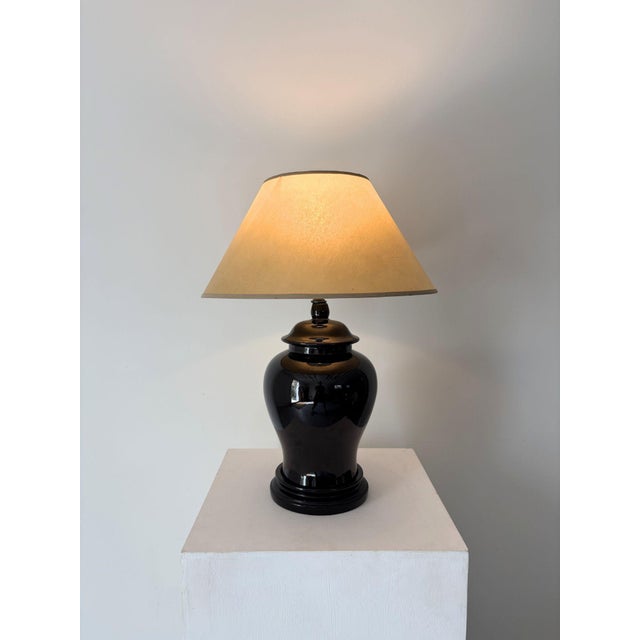 Postmodern 20th Century Black Gloss Ceramic Table Lamp, Britain, 1980s For Sale - Image 3 of 8