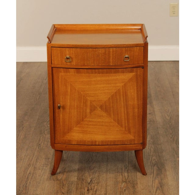 Wood Mid Century Modern Parquetry Satinwood Nightstand Cabinet For Sale - Image 7 of 13