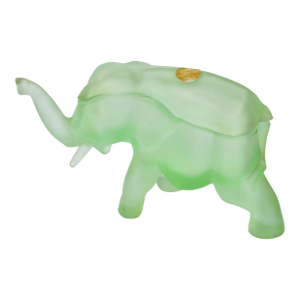 Mid 20th Century Handblown Green Art-Glass Elephant Candy Jar