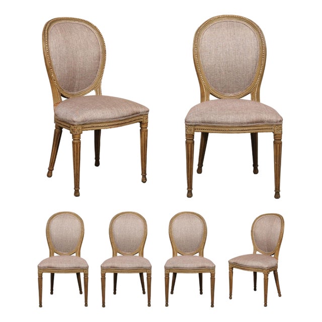 Set of 6 French Dining Side Chairs, 19th C. For Sale