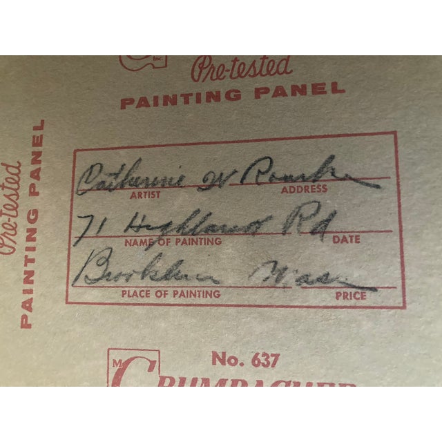 Ready to hang! Original Impressionistic landscape featuring small buildings, a sandy path, whale, and boats. Signed on...