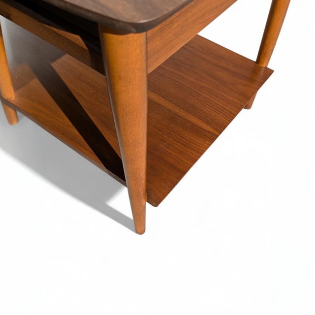 Lane Mid-Century Modern Walnut End Tables or Nightstands - A Pair, Oak For Sale - Image 4 of 17