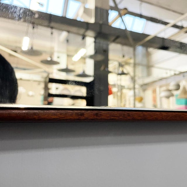 Brown Mid-Century Modern Italian Geometric Wall Mirror in Brass and Wood, 1950s For Sale - Image 8 of 13