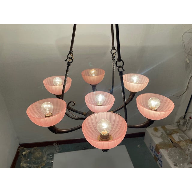 Pink Liberty Style Chandelier, 1960s For Sale - Image 6 of 12