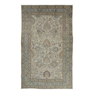 Oversized Distressed Persian Mashad Rug in Brown With Medallion - Rug & Kilim For Sale