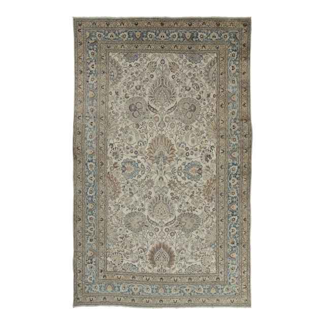 Oversized Distressed Persian Mashad Rug in Brown With Medallion - Rug & Kilim For Sale