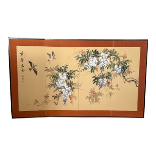 Vintage Asian Byōbu-Style Wall Screens – a Pair Signed For Sale