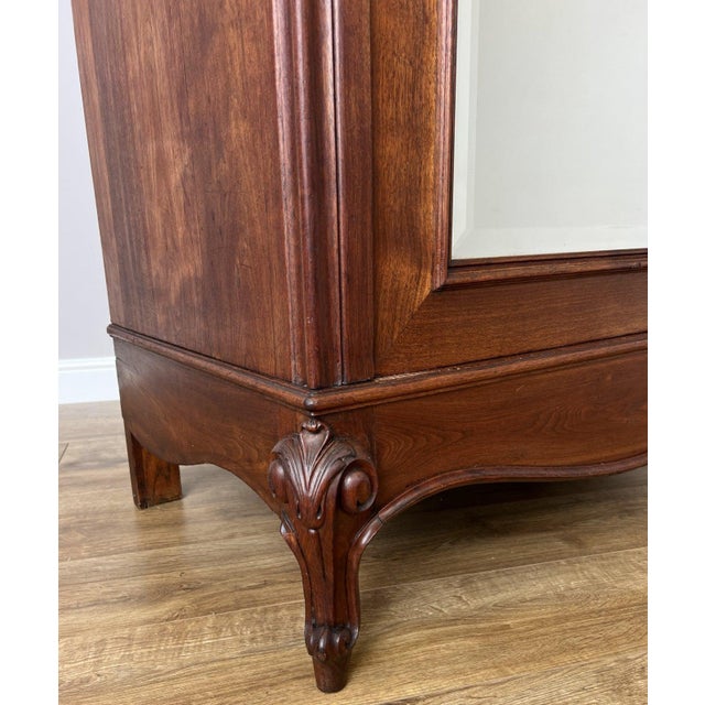 Antique French Style Carved Walnut Wardrobe with Mirror For Sale - Image 10 of 16