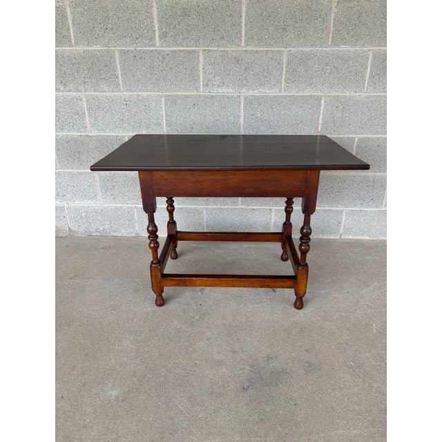 Wood Primitive Antique Maple Turned Leg Accent Table For Sale - Image 7 of 13