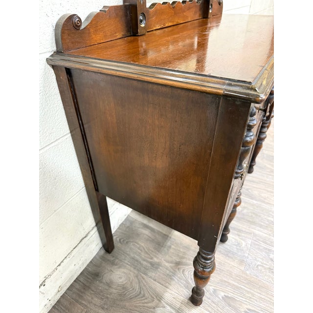 Art Nouveau Antique Art Nouveau Walnut Vanity With Adjustable Mirror For Sale - Image 3 of 15
