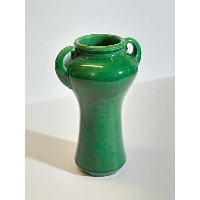 Art Nouveau Awaji Pottery Green Glazed Vase, 1890s For Sale - Image 5 of 10