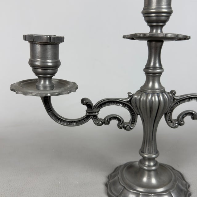 Metal Vintage Three-Layer Pewter Candlesticks, 1960s, Set of 2 For Sale - Image 7 of 11