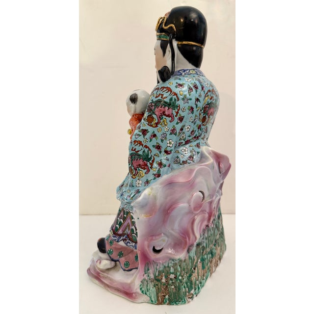Early 20th Century Large Early 20th Century Porcelain Statue of Fu For Sale - Image 5 of 8