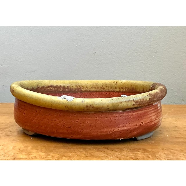 Contemporary Vintage Oval Ceramic Pottery Bowl For Sale - Image 3 of 12