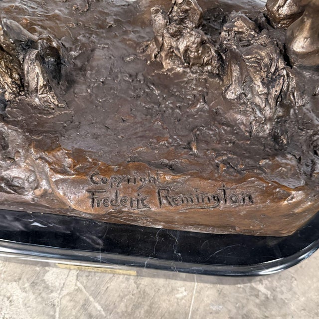 Early 21st Century "The Outlaw" Bronze Statue After Frederic Remington, Signed - 32" H For Sale - Image 5 of 11
