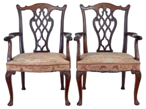 Set of Early 20th Century Chippendale Revival Armchairs, 1920s