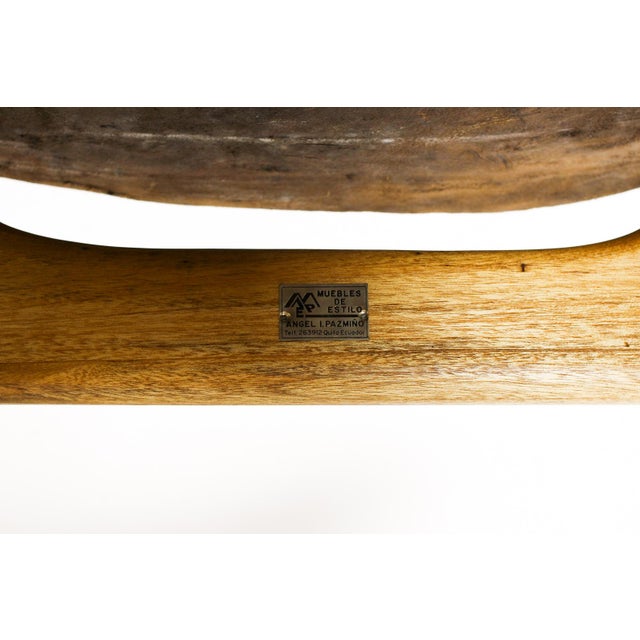 Vintage Mid Century Modernist Wood + Leather Rocking Chair + Ottoman Set – Angel Pazmino For Sale - Image 15 of 15