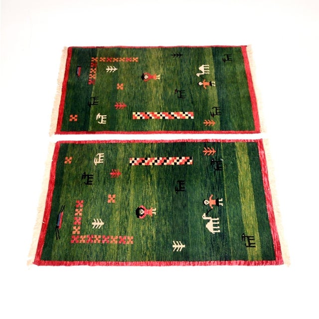 Mid-Century Modern Vintage Gabbeh Rugs, 1950, Set of 2 For Sale - Image 3 of 11
