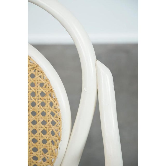 Vintage White Curved Wood Bistro Arcmhair For Sale - Image 14 of 18