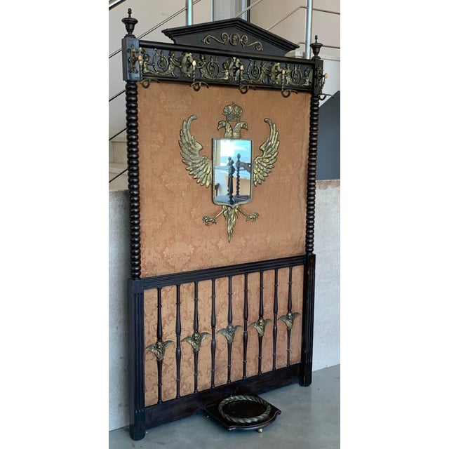 19th Large Carved Spanish Solid Walnut Coat Rack Stand or Entry For Sale - Image 16 of 18