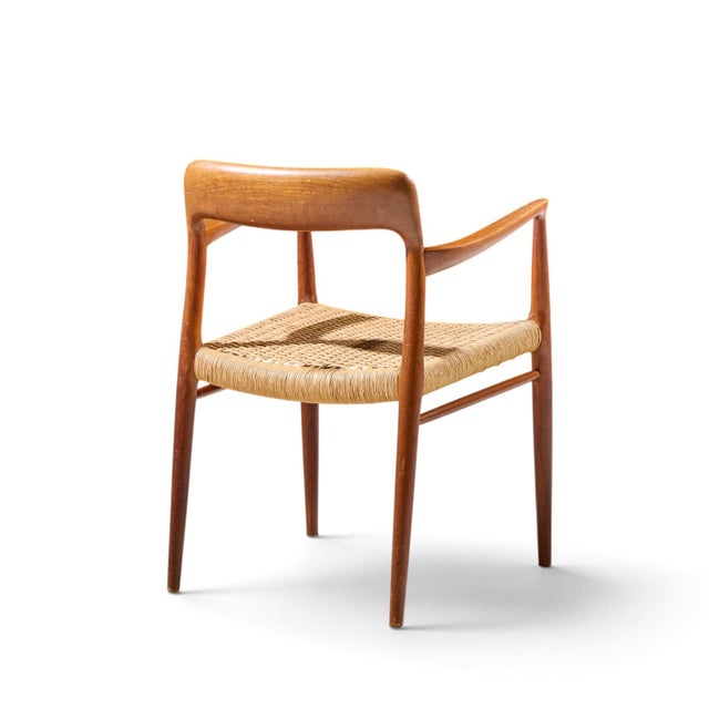 Niels Moller Model 57 Mid Century Danish Teak and Rope Captains Dining Chairs - Pair For Sale - Image 10 of 13
