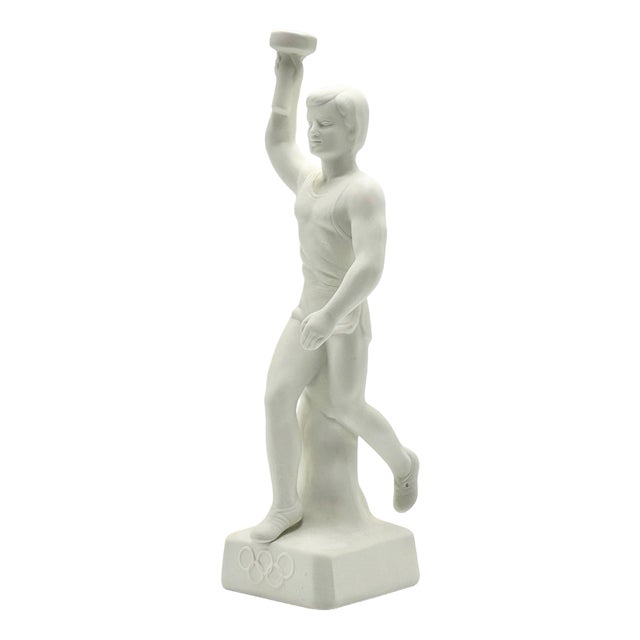 Art Deco Berlin Olympic Games Bisque Torch Bearer Runner Figurine, 1936 For Sale