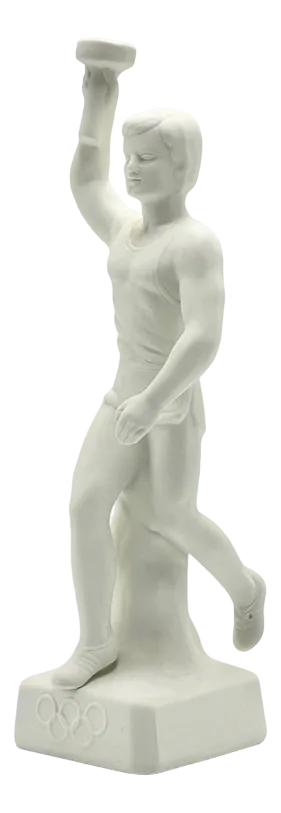 Art Deco Berlin Olympic Games Bisque Torch Bearer Runner Figurine, 1936