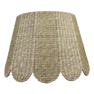 Pair of 18" Scalloped Seagrass Lampshades For Sale