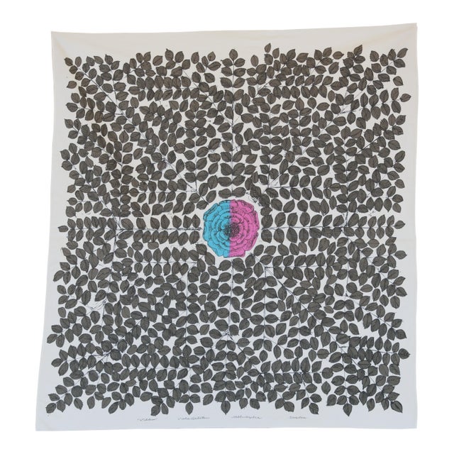 1958 Mid-Century Scandinavian Textile by Renowned Swedish Designer Viola Gråsten, Tapestry Tablecloth For Sale