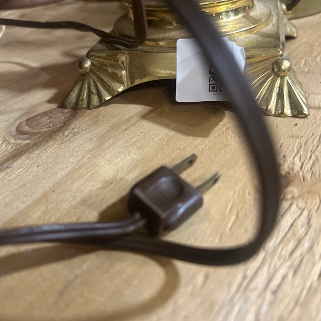 Vintage Detailed White Marble Table Lamp With Lampshade For Sale In Atlanta - Image 6 of 6