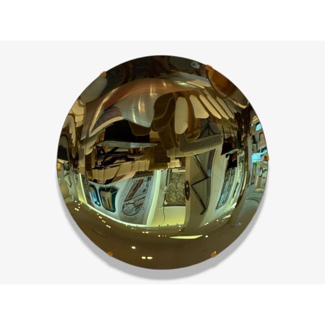 Contemporary, Concave Glass, Brass, Vintage Green Modern Space Age Wall Mirror For Sale In New York - Image 6 of 9