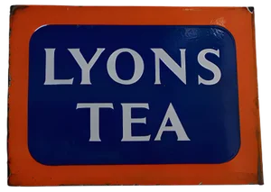 Double Sided Enamel Lyons Tea Advertising Sign from Lyons Tea, 1930s