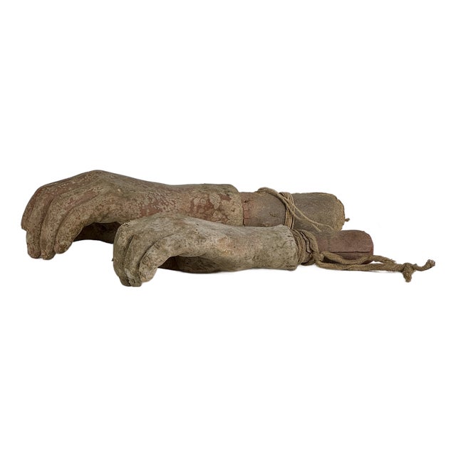 Salvaged Pair 0f Coney Island Wax Museum Lifecast Wax Hands With Paper Support For Sale