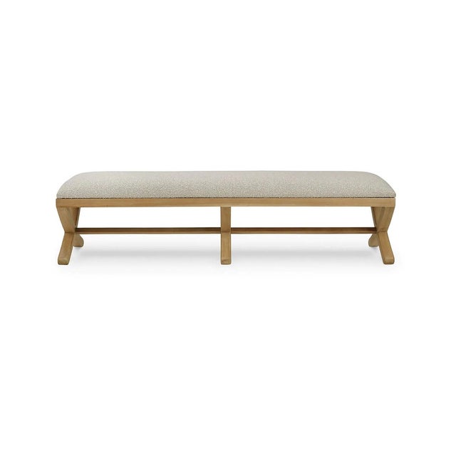 Mid-Century Modern Scandinavian Minimalist Bench With Upholstered Seat For Sale - Image 3 of 8