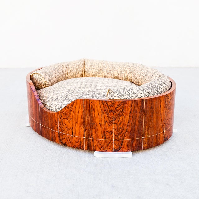 Wood Frank Pollaro Custom Rosewood Dog Bed With Bone Inlay, Signed For Sale - Image 7 of 14