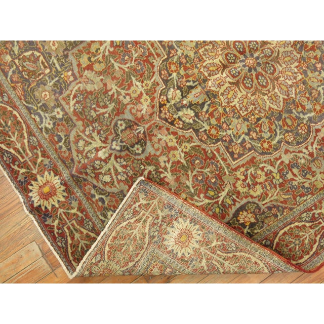 Antique Zabihi Collection Persian Tabriz Accent Rug For Sale - Image 9 of 9